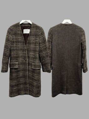 MAX MARA SFILATA AW14 Brown Alpaca Wool Dual Panel Overcoat Sz US 2